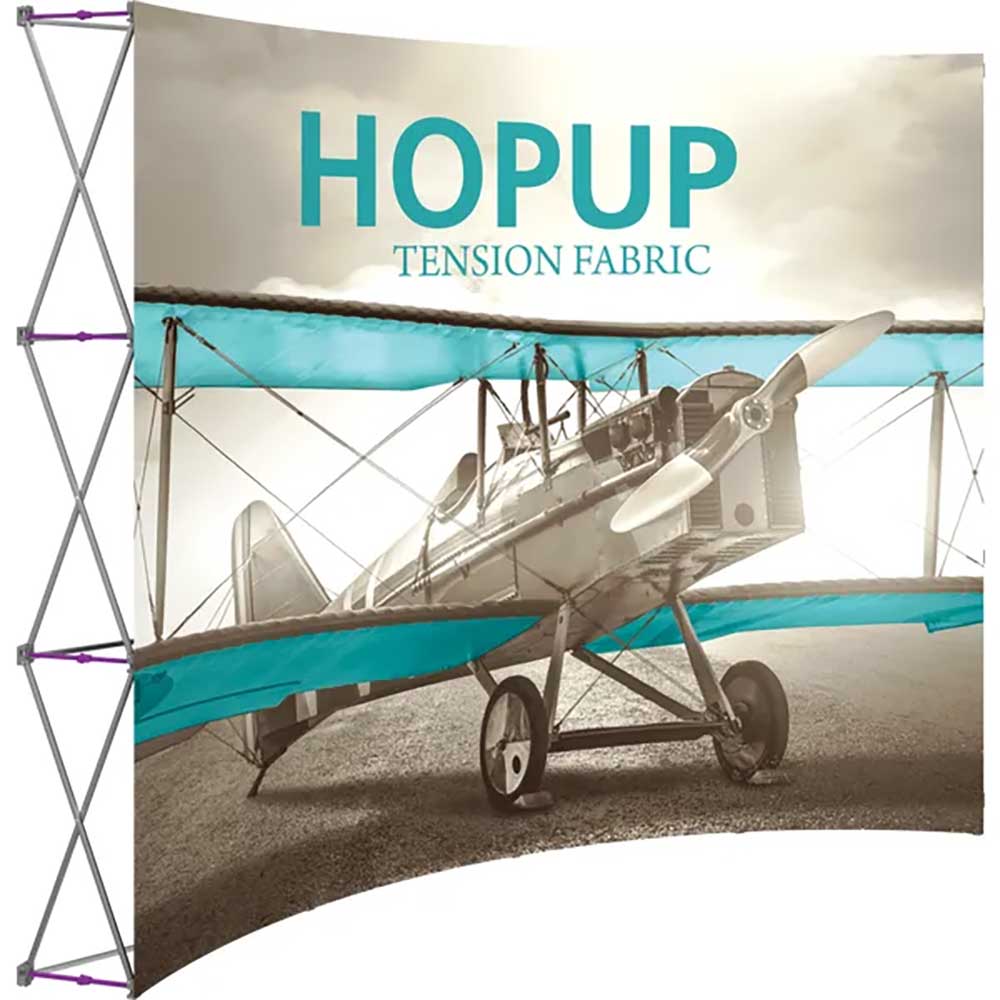 Hopup 10ft Curved Full Height Tension Fabric Display Front Graphic Left