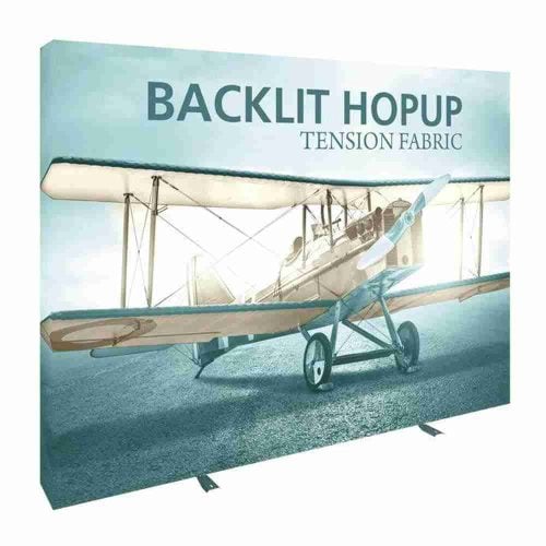 Hopup 10ft Straight Backlit Tension Fabric Display Kit Full Fitted Graphic Left 1