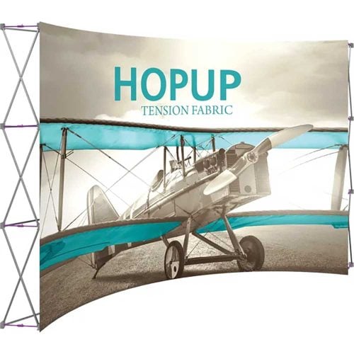 Hopup 13ft Curved Full Height Tension Fabric Display Front Graphic Left