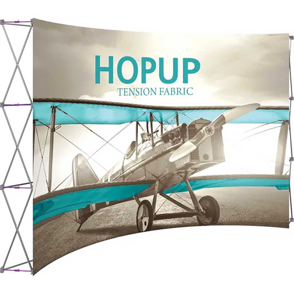 Hopup 13ft Curved Full Height Tension Fabric Display Front Graphic Left