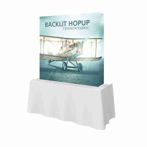 Hopup 5ft Straight Backlit Tension Fabric Display Kit Full Fitted Graphic Tabletop Right