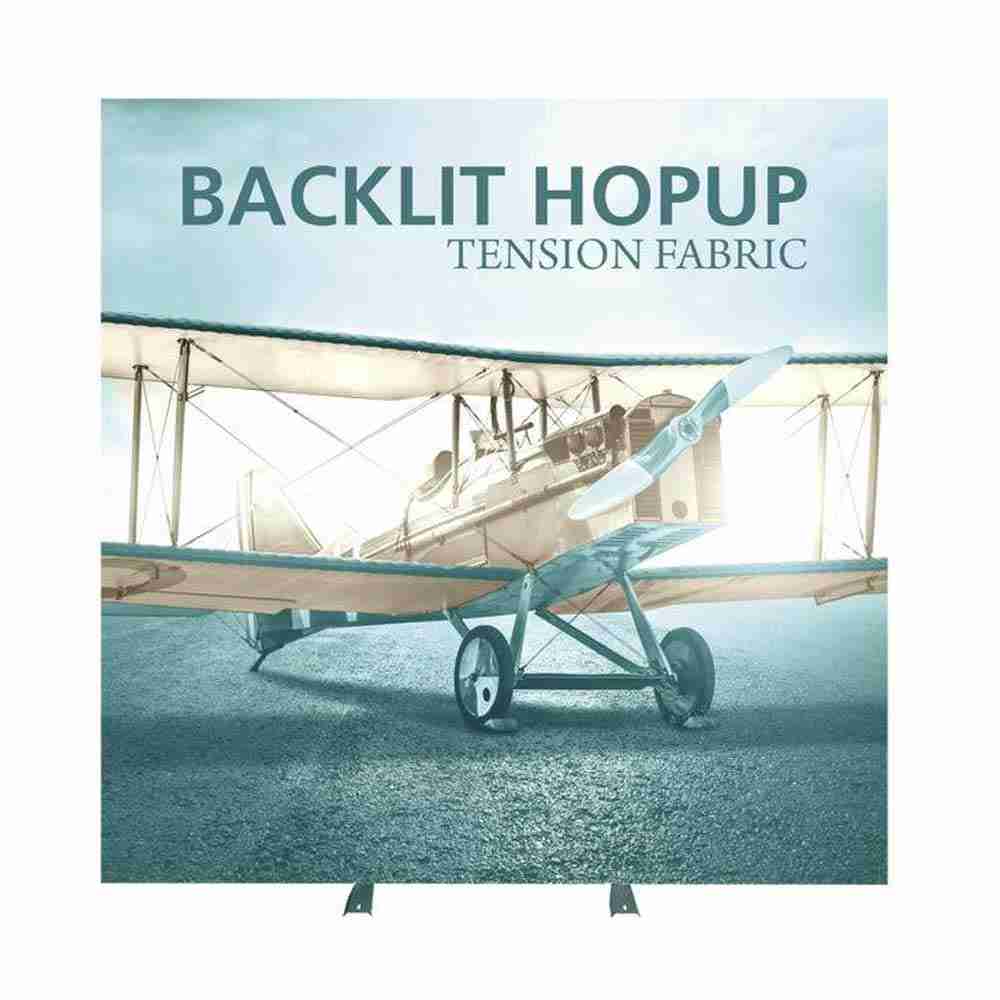 Hopup 8ft Straight Backlit Tension Fabric Display Kit Full Fitted Graphic Front