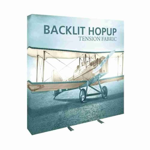 Hopup 8ft Straight Backlit Tension Fabric Display Kit Full Fitted Graphic Left 1