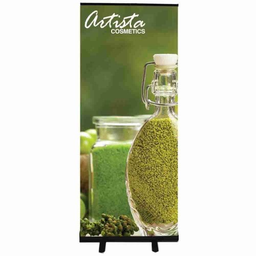 33.5 in. Econoroll Retractable Banner  – Black – 80″h Super Flat Graphic Package