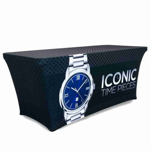 6ft 4-Sided Stretch Table Throw – Custom Printed, Fitted & Wrinkle-Resistant