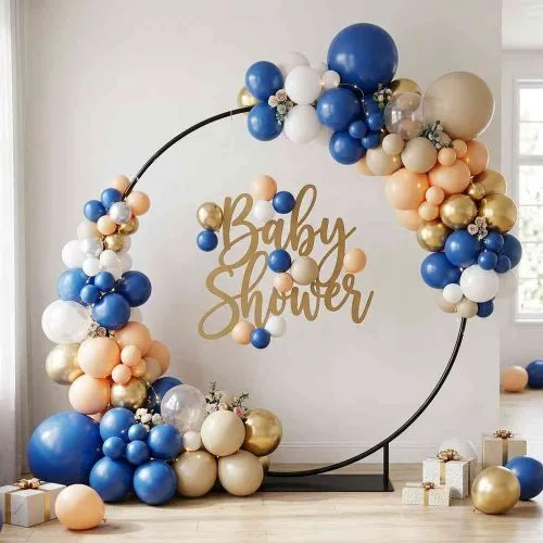 EZ Extend Circle 7 ft Display (Frame Only) – circle frame with balloon garland at a baby shower