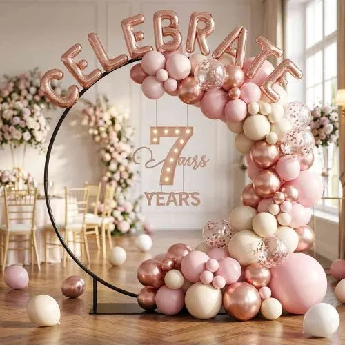 EZ Extend Circle 7 ft Display (Frame Only) – circle frame with balloon garland at a birthday party