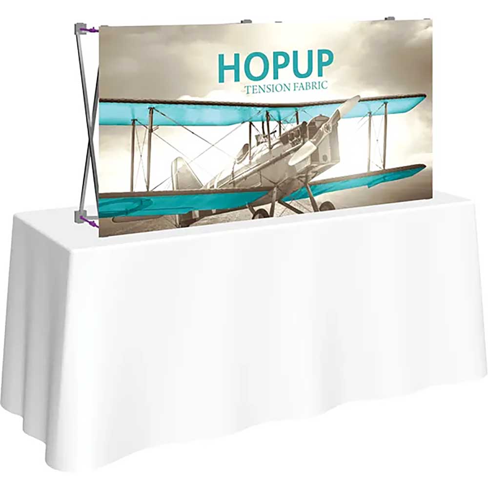 Hopup 5ft Straight Tabletop Tension Fabric Display Front Graphic Left