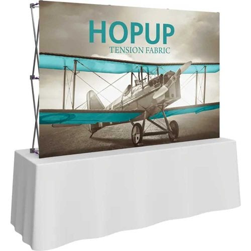 Hopup 8ft Straight Tabletop Tension Fabric Display Front Graphic Left