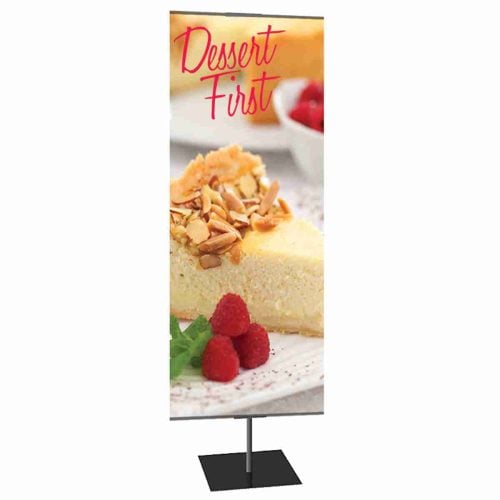 Classic Banner Stand Medium 24 In. X 96 In. Silver With Square Base, Single-Sided Graphic Package
