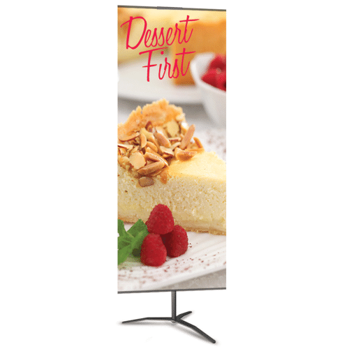 Classic Banner Stand Medium 24 In. X 60 In. Black With Travel Base, Single-Sided Graphic Package