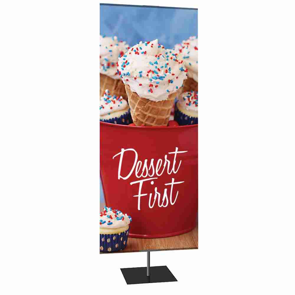 Classic Banner Stand Large 36 In X 112 In Black With Square Base Double Sided Graphic Package 1