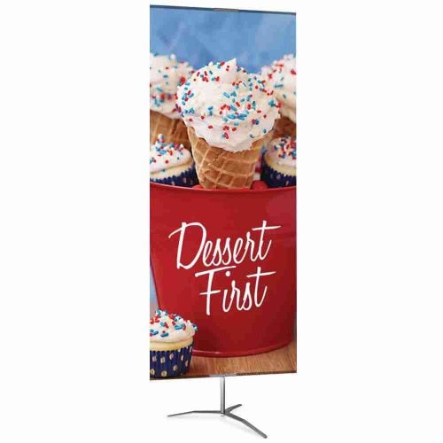 Classic Banner Stand Large 36 In. X 112 In. Silver With Travel Base, Double-Sided Graphic Package