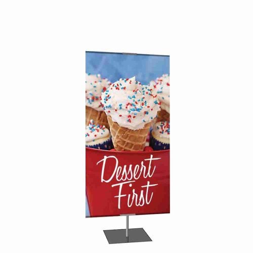 Classic Banner Stand Large 36 In. X 72 In. Silver With Square Base, Single-Sided Graphic Package