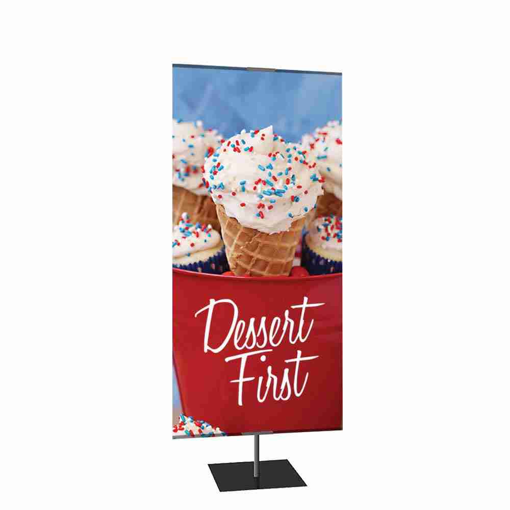 Classic Banner Stand Large 36 In X 96 In Black With Square Base Single Sided Graphic Package 1