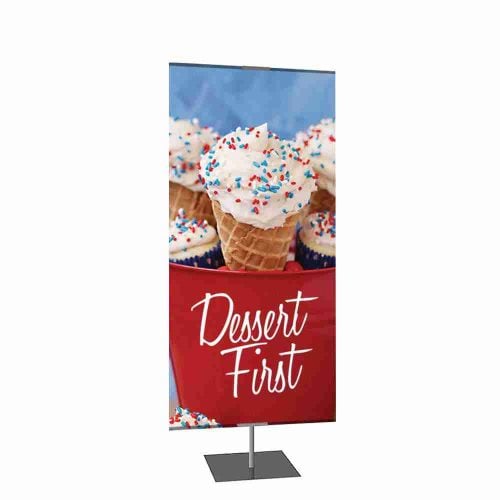 Classic Banner Stand Large 36 In. X 96 In. Silver With Square Base, Single-Sided Graphic Package