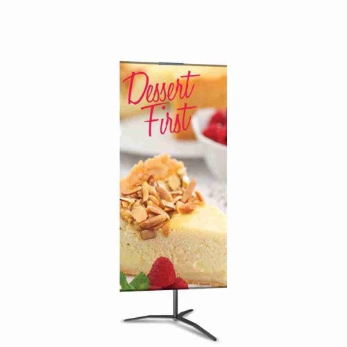 Classic Banner Stand Medium 24 In. X 72 In. Black With Travel Base, Double-Sided Graphic Package