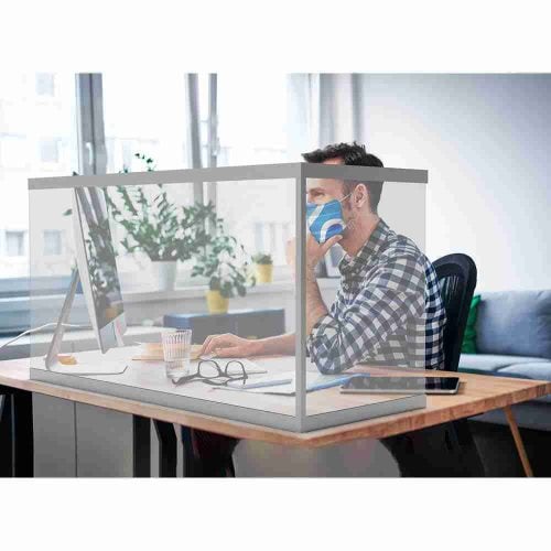 2 Sided Desk Shield In Situartion