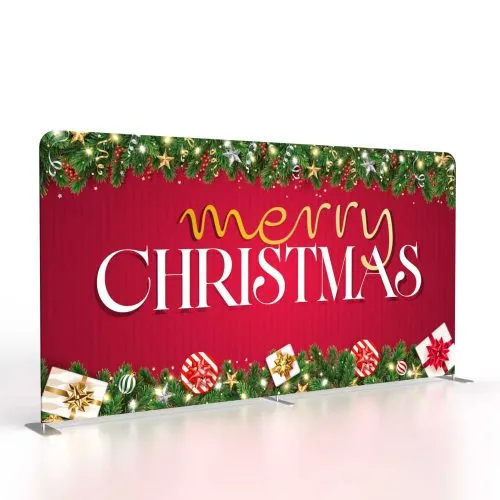 Merry Christmas 15 ft Tension Fabric Display – Style 2 – side view