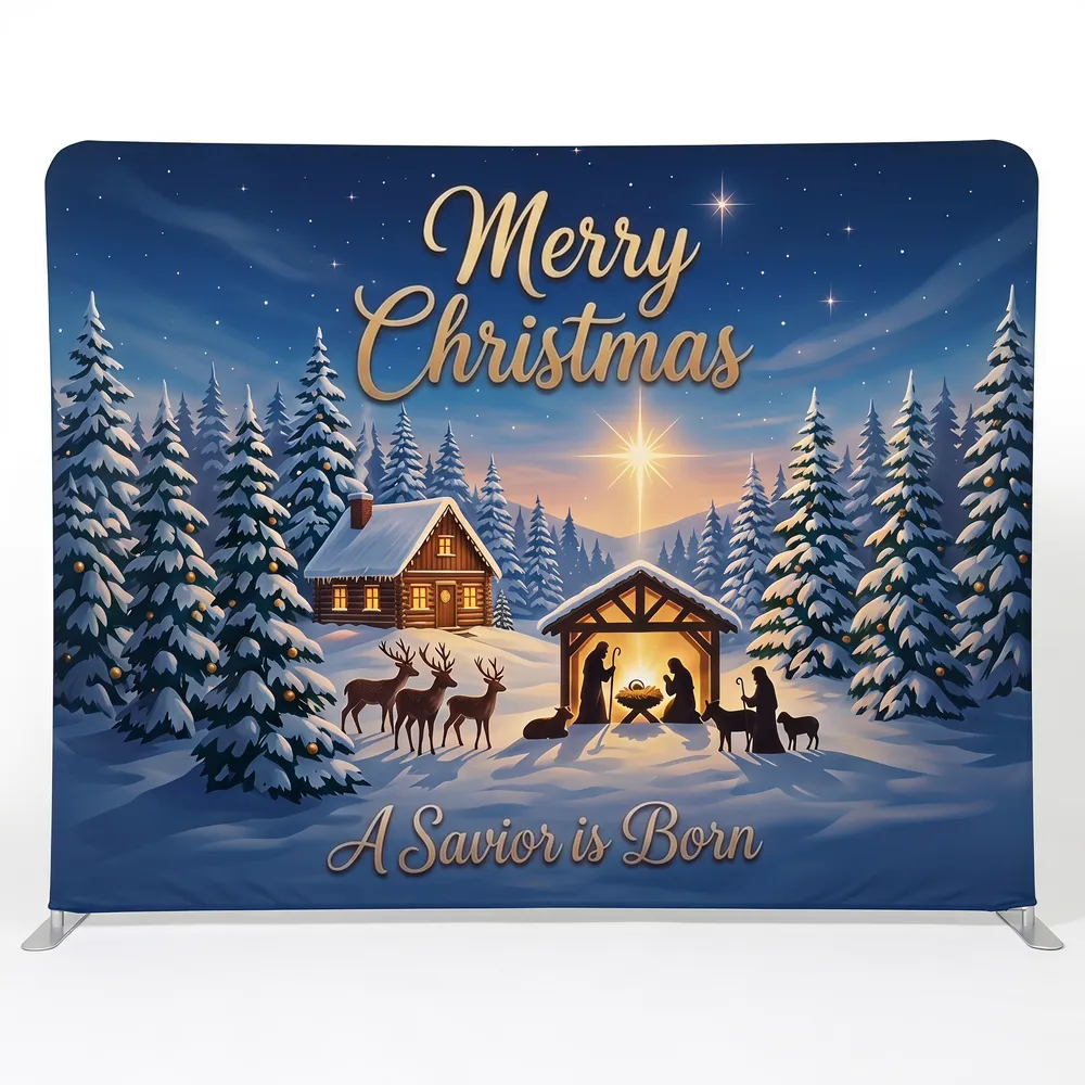 Church Banner Tension Fabric Backdrop Christmas A Savior Is Born 1