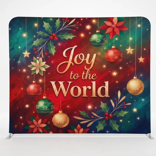 Church Banner Tension Fabric Backdrop Christmas Joy To The World 1