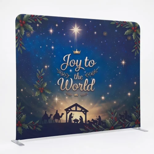 Church Banner Tension Fabric Backdrop Christmas Joy To The World 3