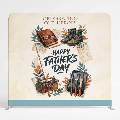 Church Banner Tension Fabric Backdrop Fathers Day Celebrating Our Heroes 1