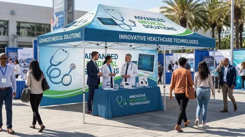 20ft branded canopy tent set up for a medical outreach event