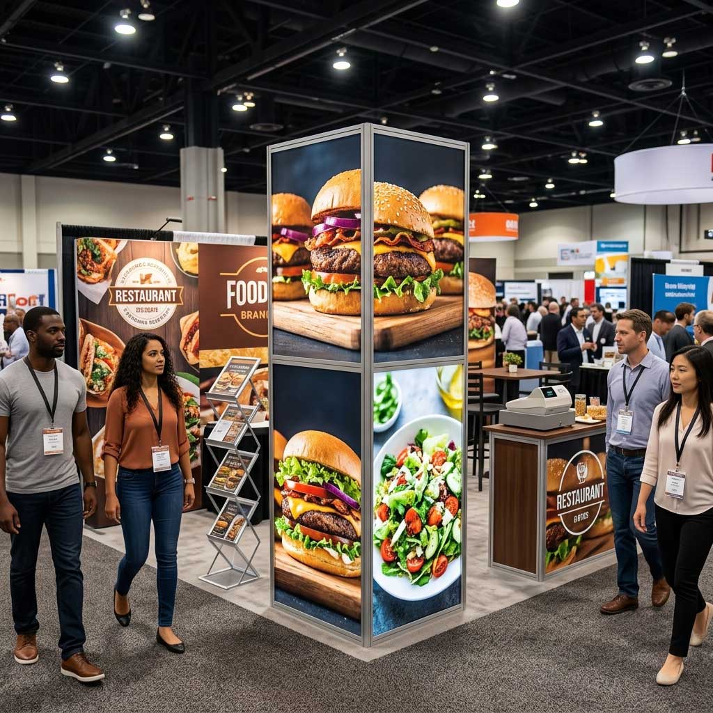 Branded Pillar for Booth Display Backlit Food