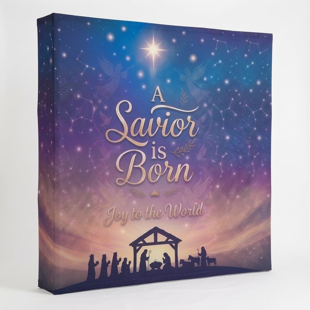 Church Banner 10ft Fabric Pop Up Christmas A Savior Is Born 1