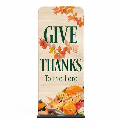 Church Banner 3ft Tension Fabric Display Fall Thanksgiving Give Thanks 2