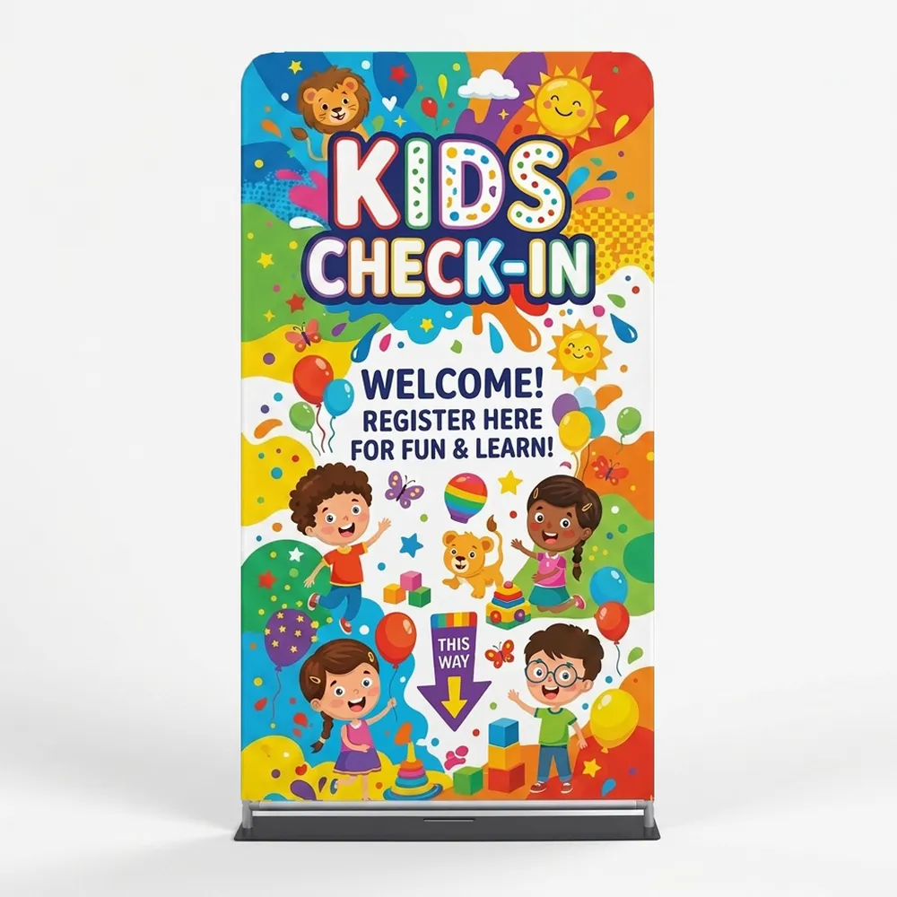 Church Banner 4ft Tension Banner Kids Check In 3