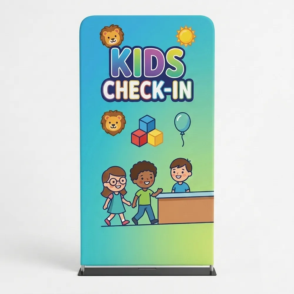 Church Banner 4ft Tension Banner Kids Check In 7