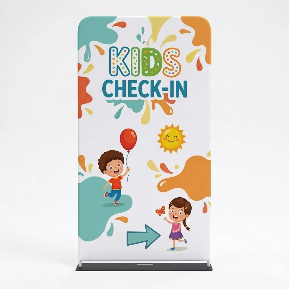 Church Banner 4ft Tension Banner Kids Check In 8