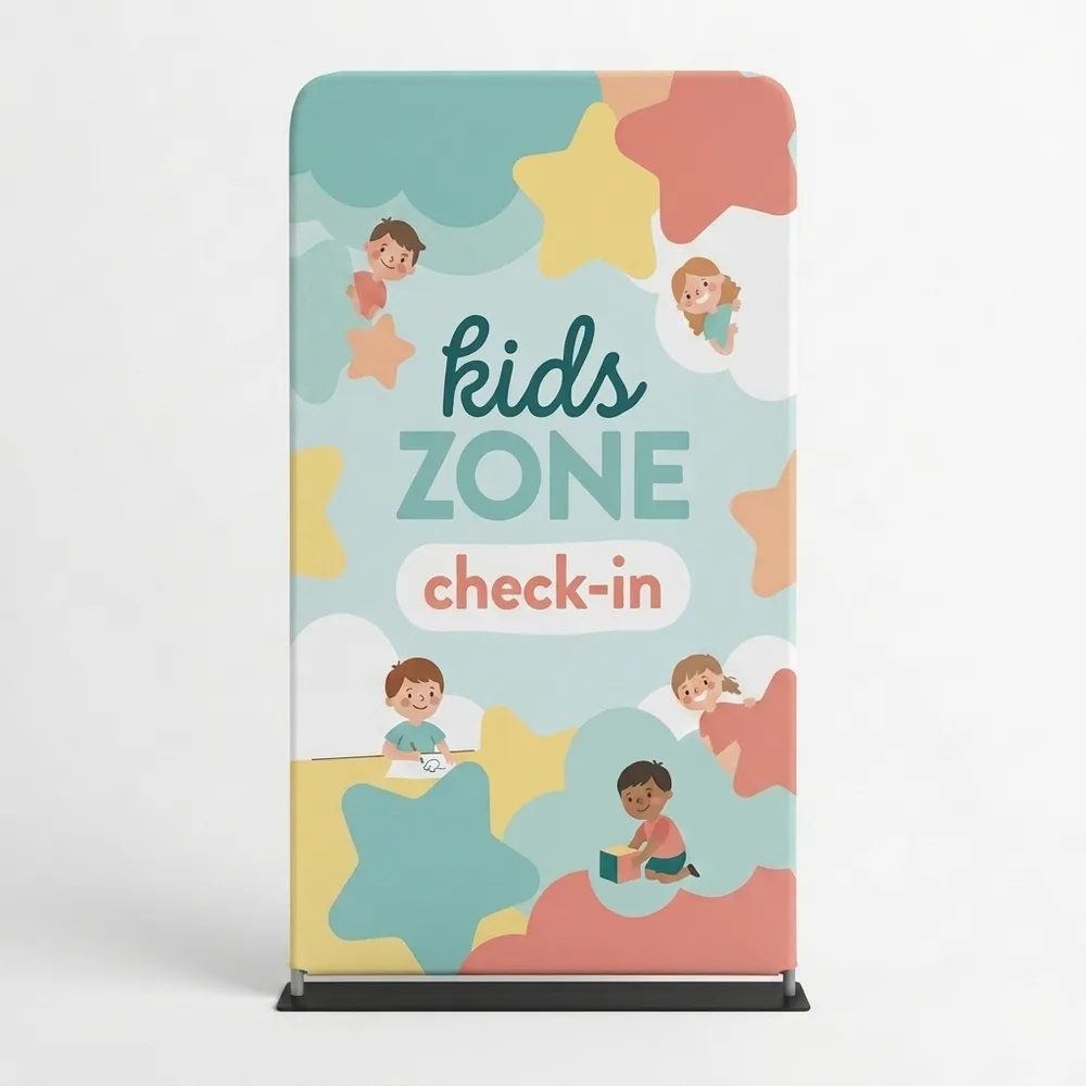 Church Banner 4ft Tension Banner Kids Zone Check In 3