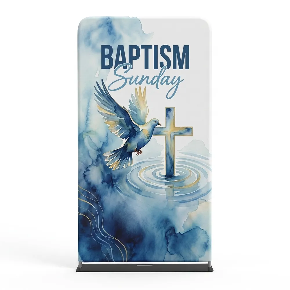 Church Banner 4ft Tension Fabric Baptism Sunday 8