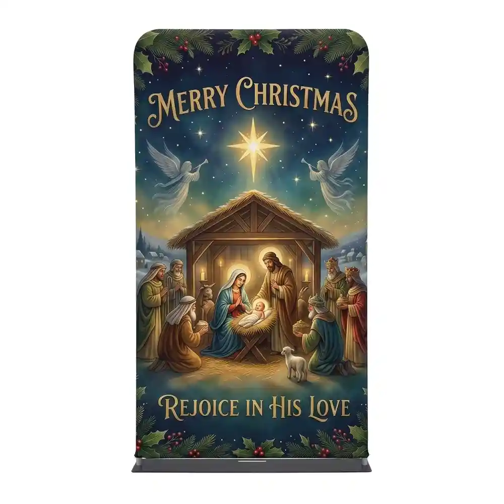 Merry Christmas 4 ft Tension Church Banner – Style 12