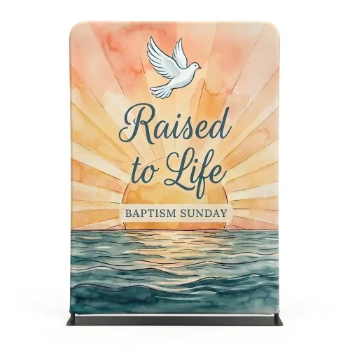 Church Banner 5ft Tension Fabric Baptism Raised To New Life 2