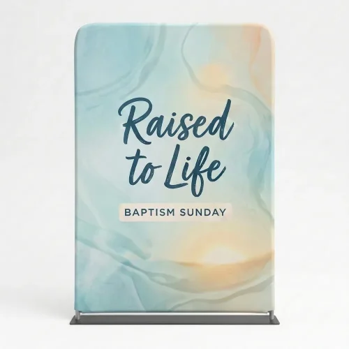 Church Banner 5ft Tension Fabric Baptism Raised To New Life 6
