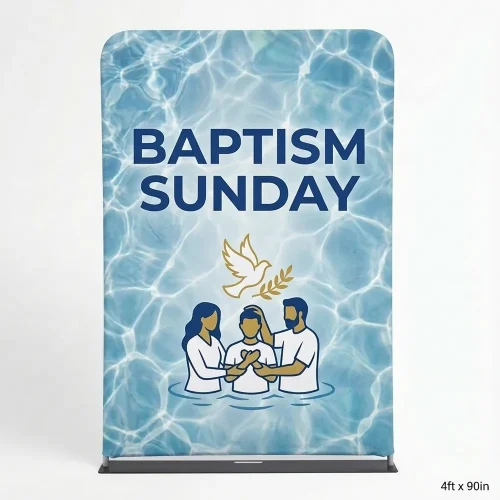Church Banner 5ft Tension Fabric Baptism Sunday 10