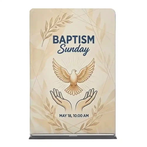 Church Banner 5ft Tension Fabric Baptism Sunday 12