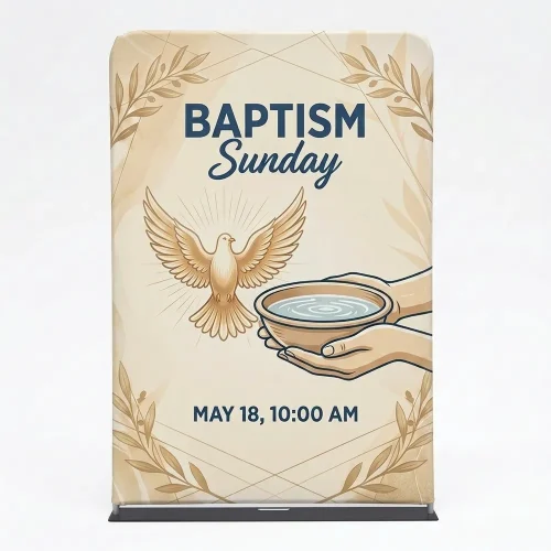 Church Banner 5ft Tension Fabric Baptism Sunday 4