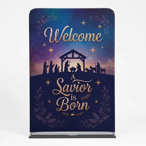 Church Banner 5ft Tension Fabric Christmas Welcome 3