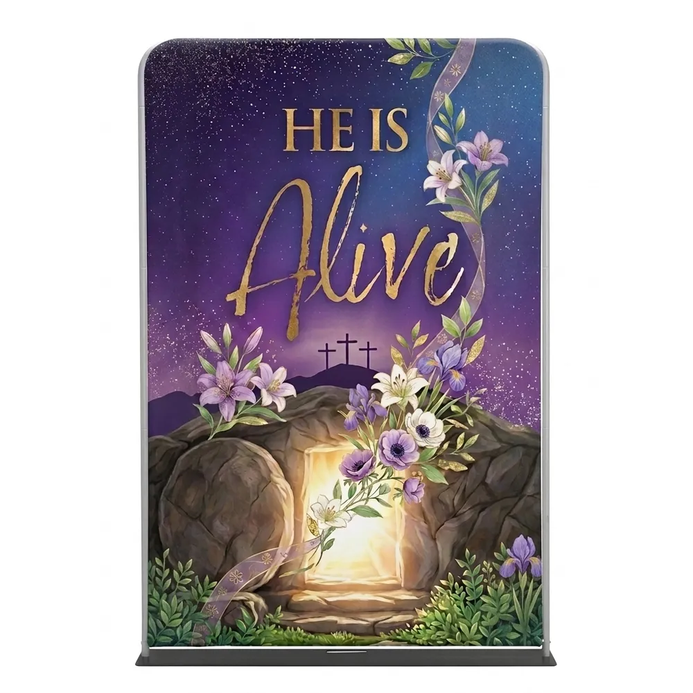 Church Banner 5ft Tension Fabric Easter He Is Alive 4