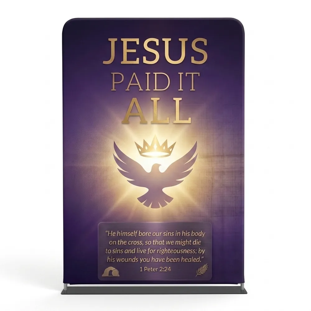 Church Banner 5ft Tension Fabric Easter He Is Risen 2