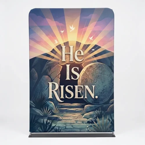 Church Banner 5ft Tension Fabric Easter He Is Risen 3