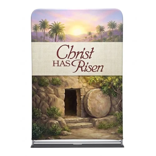 Church Banner 5ft Tension Fabric Easter Jesus Has Risen 3
