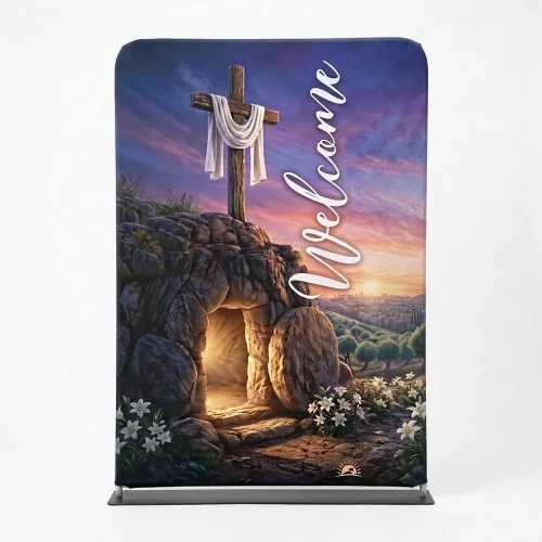 Church Banner 5ft Tension Fabric Easter Welcome 1