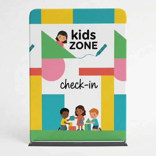 Church Banner 5ft Tension Fabric Kids Zone Check In 1