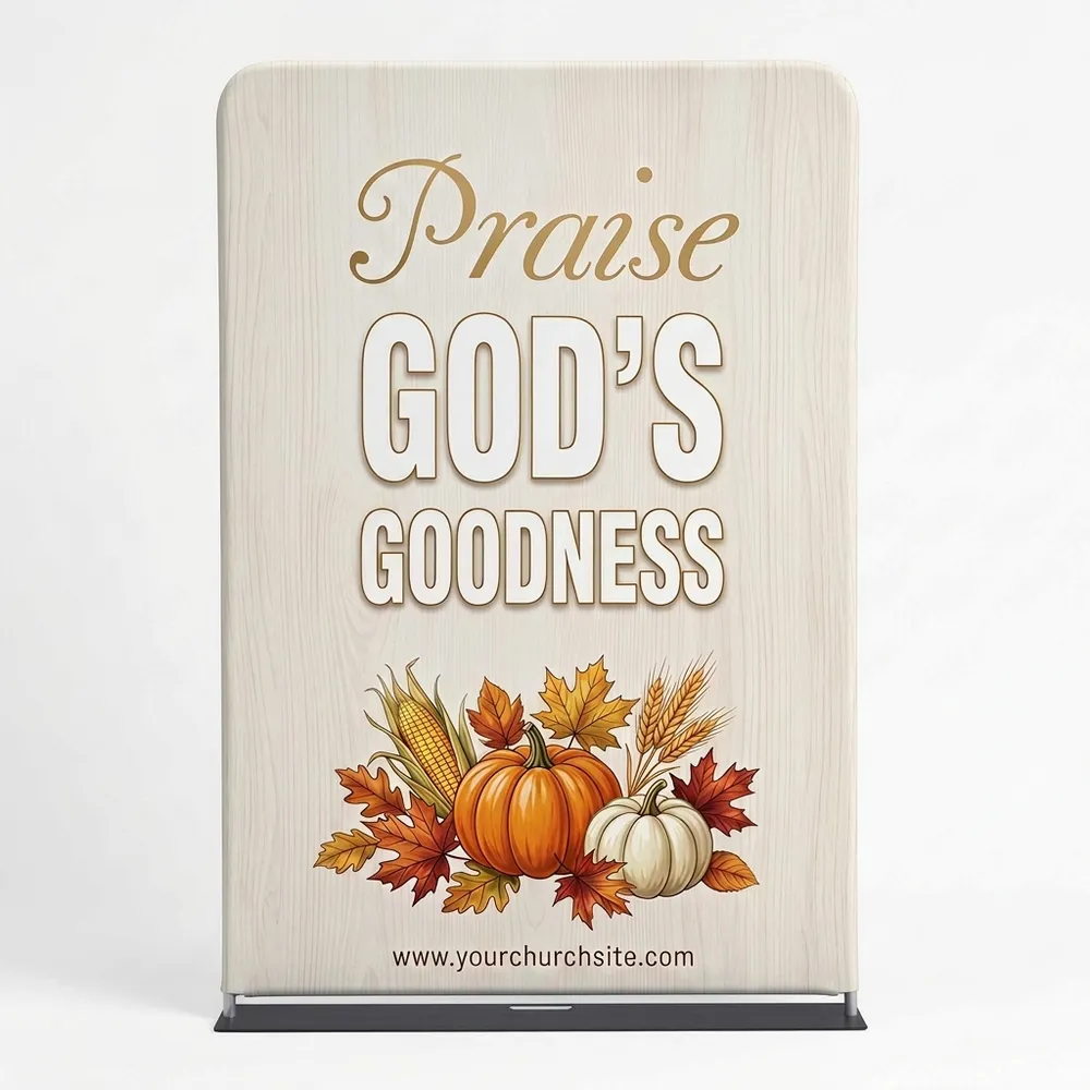 Church Banner 5ft Tension Fabric Thanksgiving Give Praise Gods Goodness
